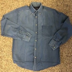 Tricots St Raphael Shirt Mens M Denim Long Sleeve Collared Button-down